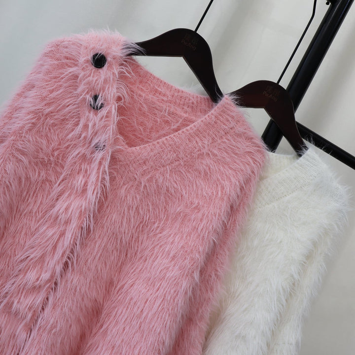 【tops】シャギーVネックニットセーター　M18022