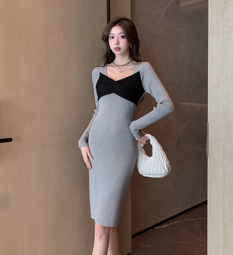 【dress】人気上昇中 chicファッションニットワンピース　M17606