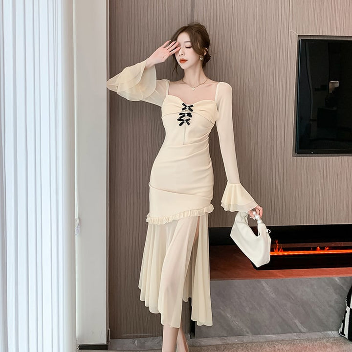 【dress】スリットマーメイドワンピース　M18366