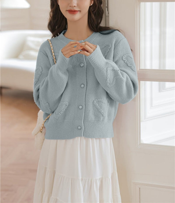 【outer】クルーネックニットカーデ　M18129