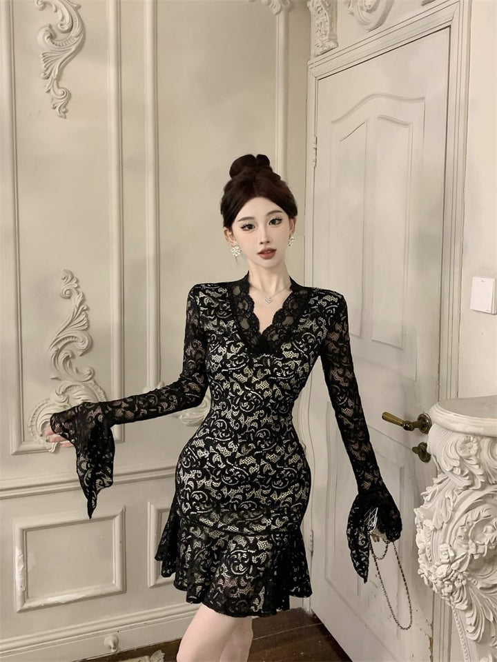 【dress】レースフリルワンピース　M26425