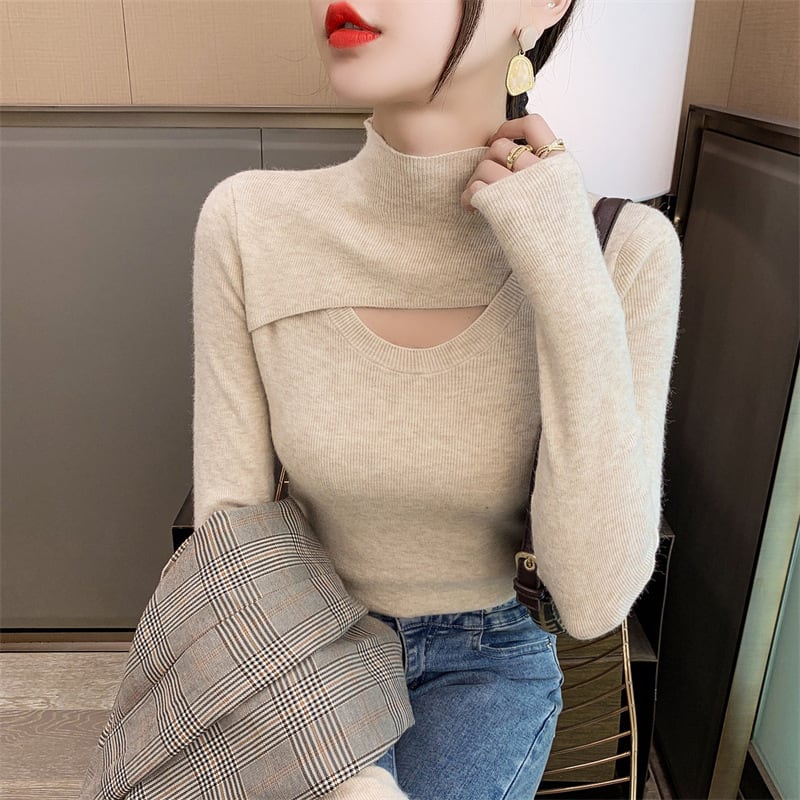 【tops】カットワークニットトップス　M18236