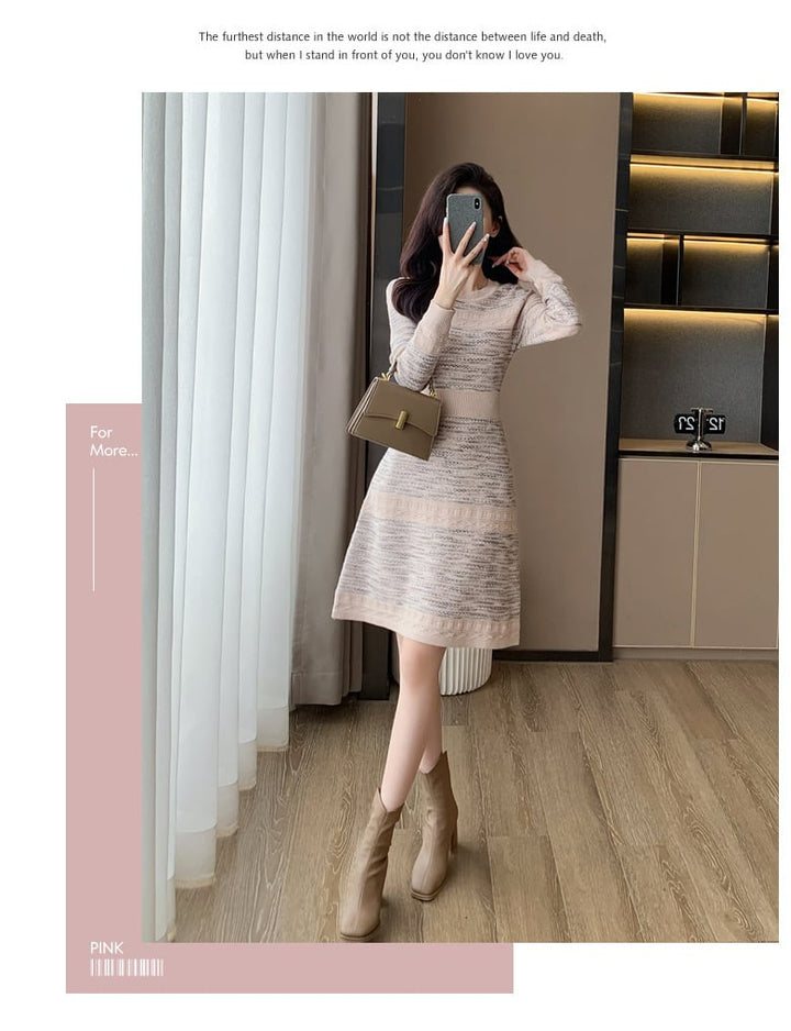 【dress】ハイウエストニットワンピース　M18256