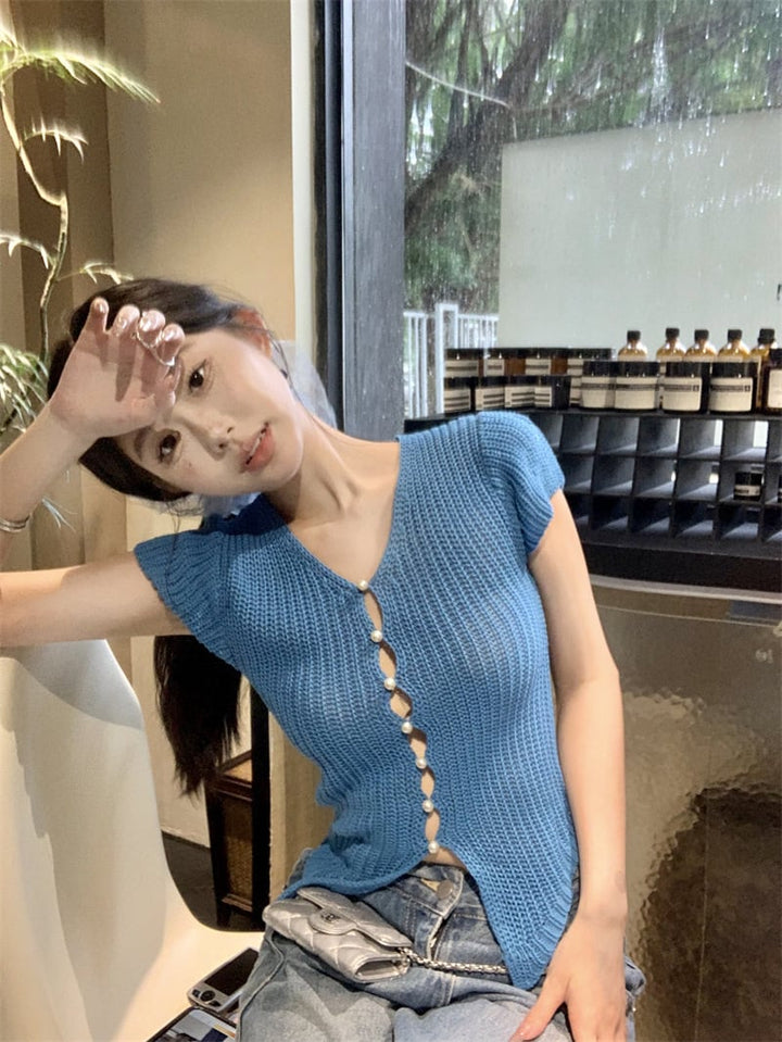 【tops】ニットトップス　M25045