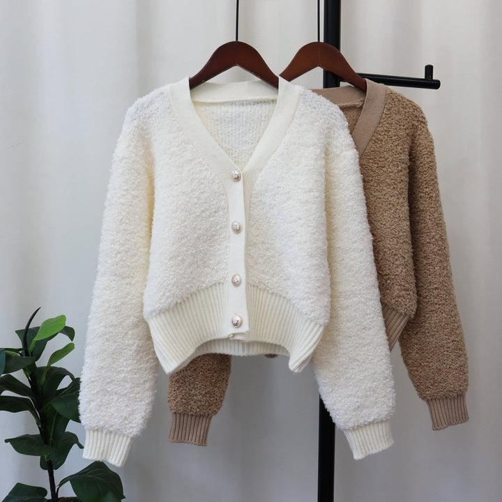 【outer】シャギーVネックニットカーデ　M18175