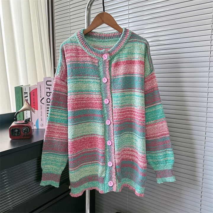 【outer】ボーダー柄ニットカーデ　M26097