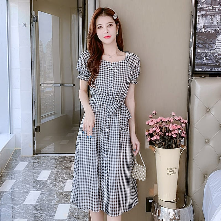 【dress】目立つ！カジュアルチェック柄ワンピース大活躍　M17021