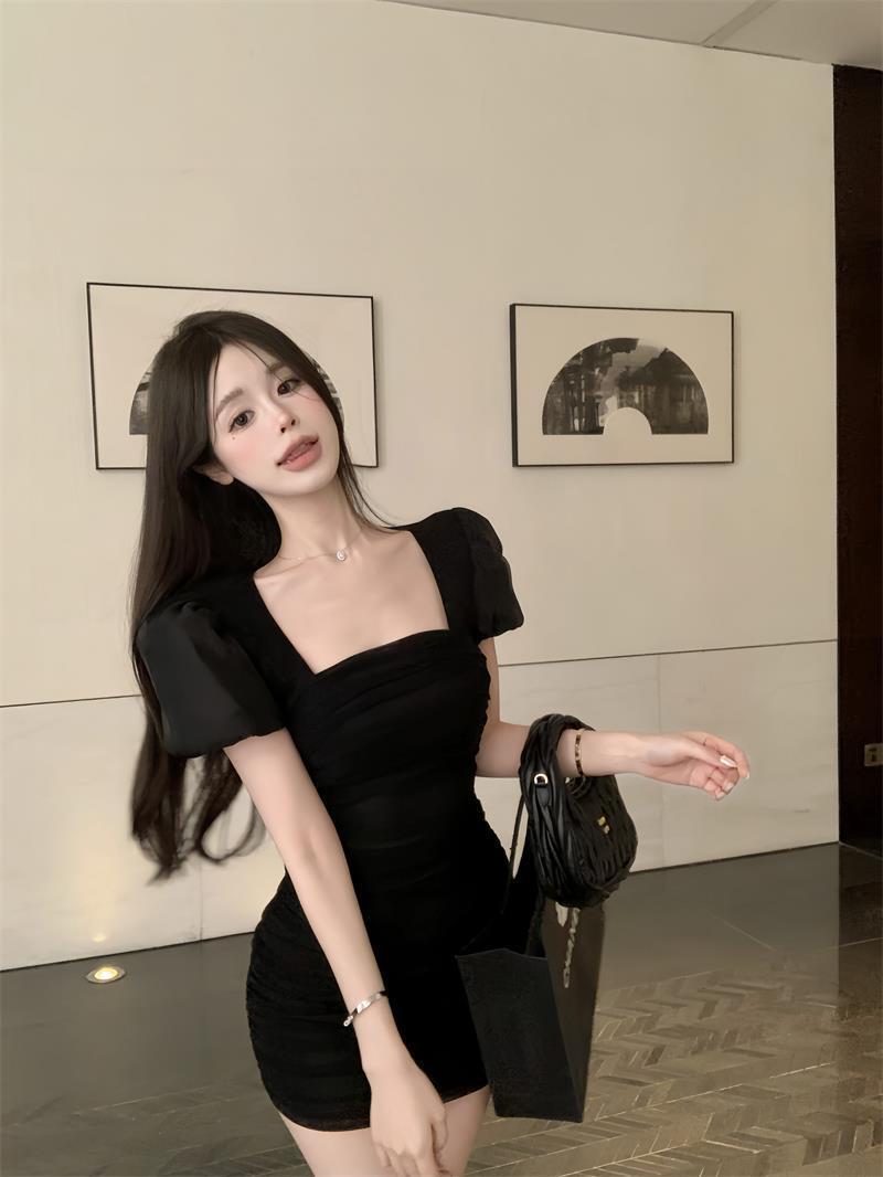 【dress】人気アイテム ! パフスリーブワンピース着瘦せオシャレ　M16768