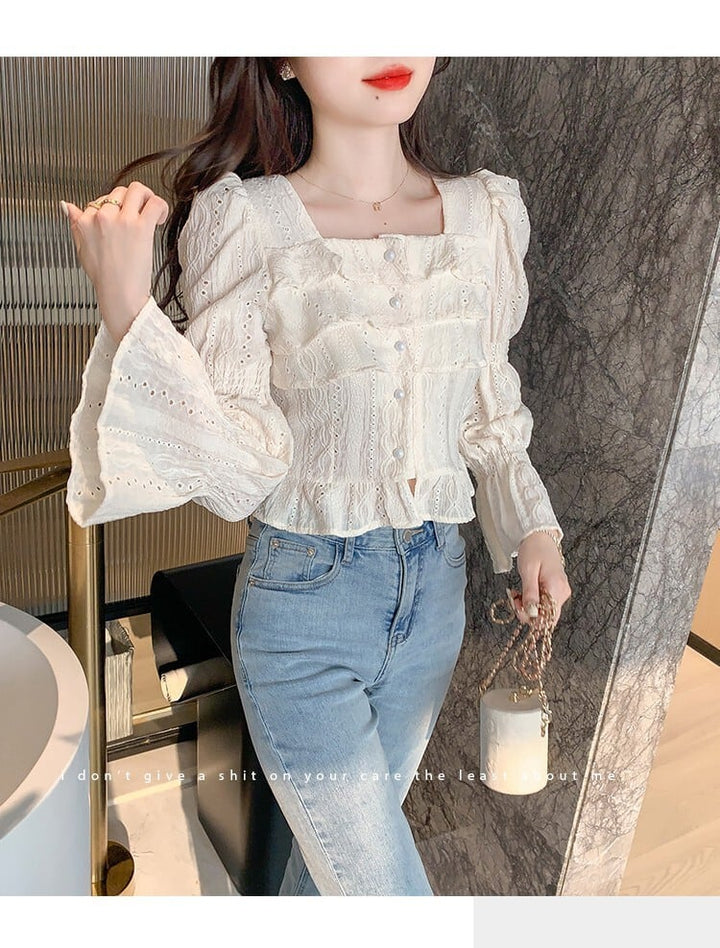 【tops】美感いっぱい✿ ✿エレガントシャツトップス　M17165
