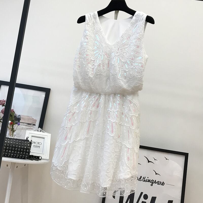 【dress】ノースリーブスパンコールワンピース　M30142