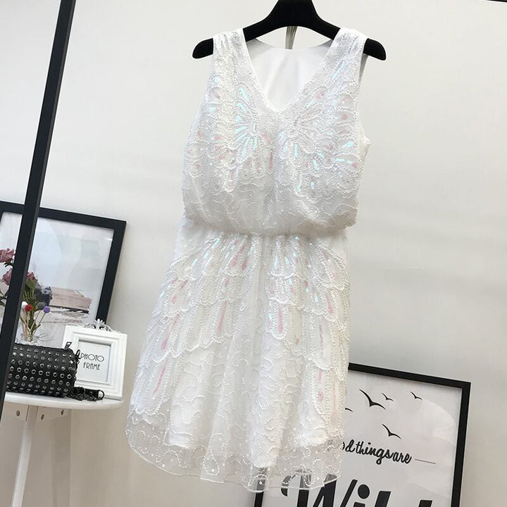 【dress】ノースリーブスパンコールワンピース　M30142