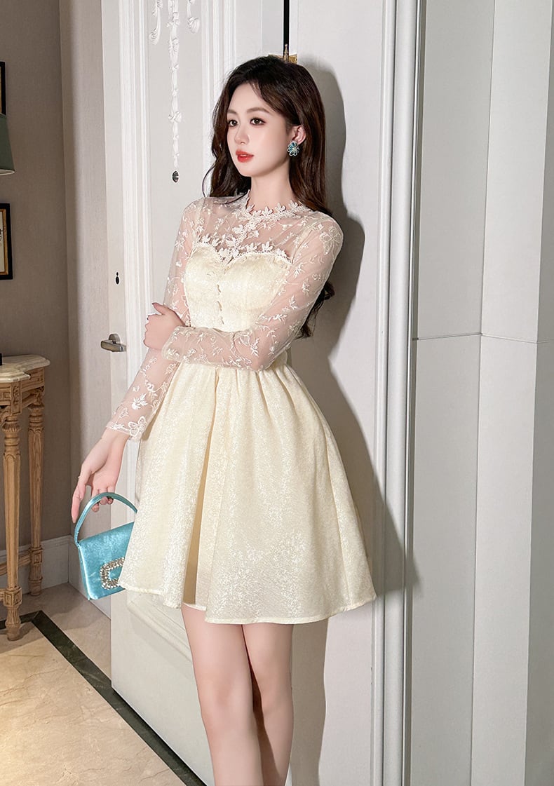 【dress】レース切り替ワンピース　M27012
