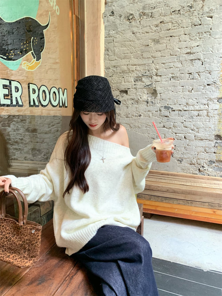 【tops】オフショルダーニットセーター　M26982