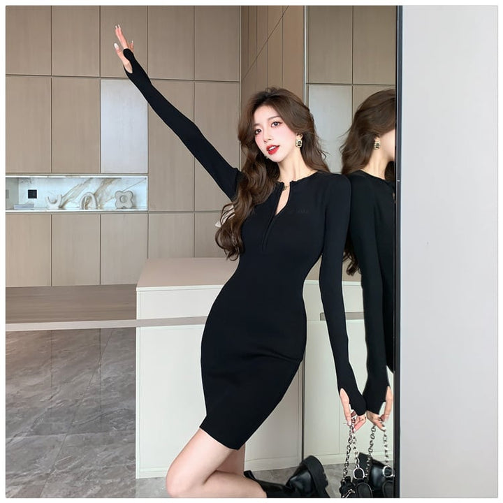 【dress】ファスナーニットワンピース　M18187