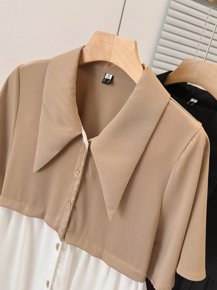 【dress】韓国系超人気切り替えシャツワンピースゆったり　M16780