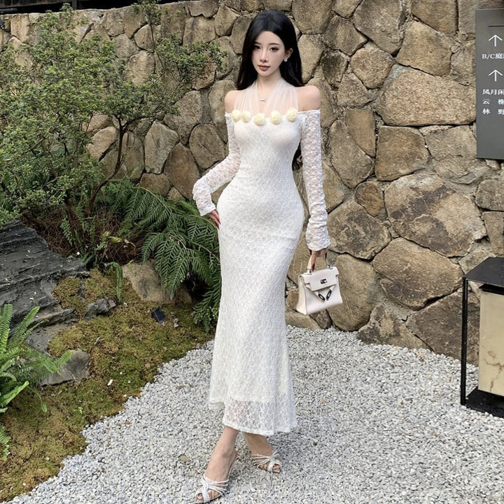 【dress】レースチュールドッキングワンピース　M27960
