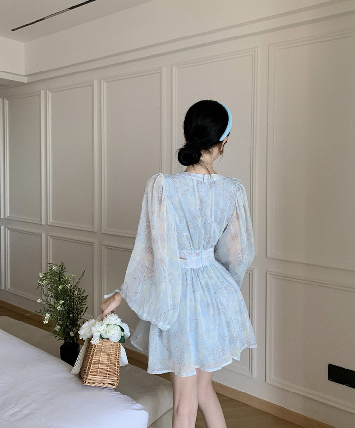 【dress】主役級エレガントカットワーク花柄ワンピース　M17347