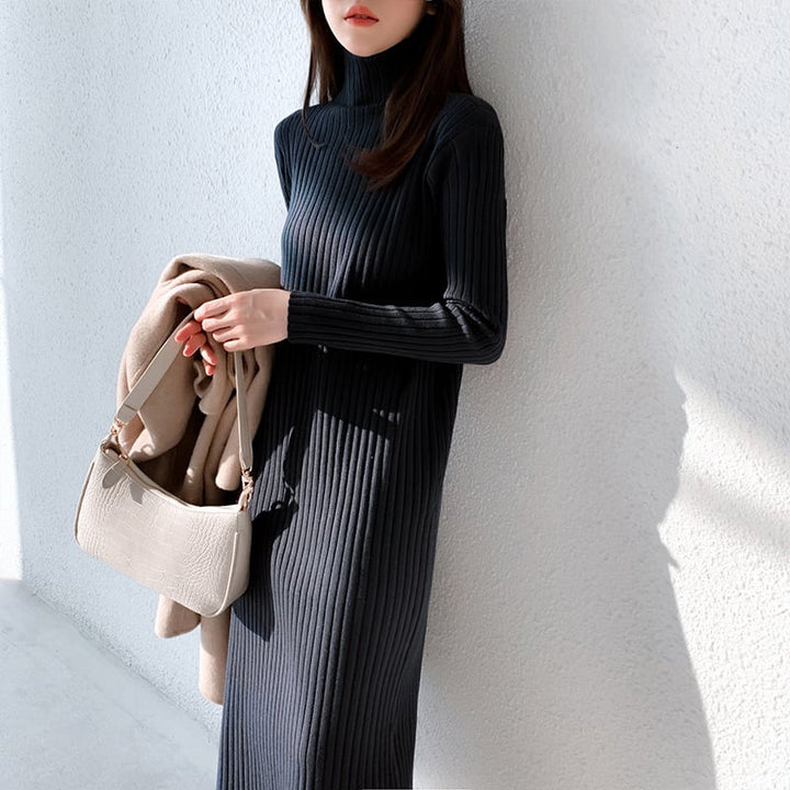 【dress】人気アイテム ! ハイネックニットワンピース　M17662
