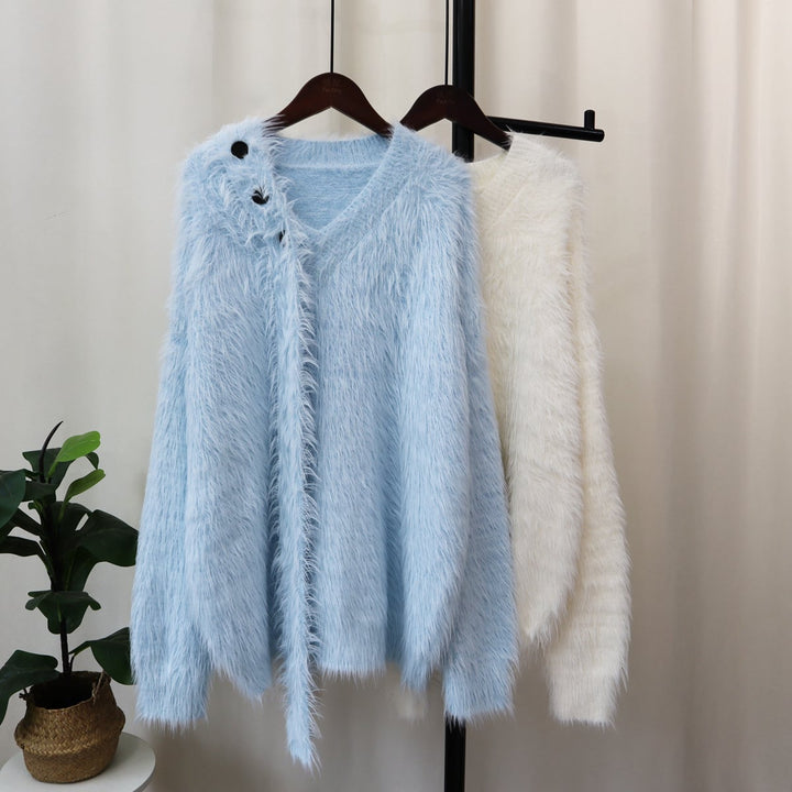 【tops】シャギーVネックニットセーター　M18022