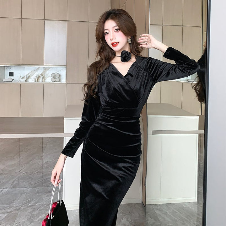 【dress】ベルベットデートワンピース　M18271