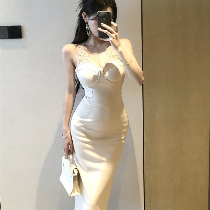 【dress】レース切り替えワンピース　M29625