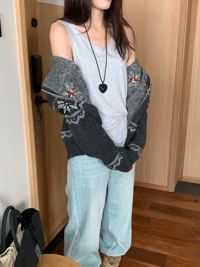 【outer】ファスナーニットカーデ　M27101