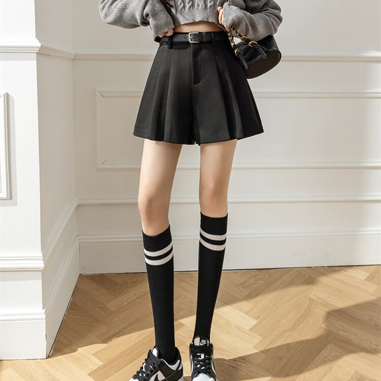 【bottoms】ハイウエストキュロットパンツ　M27765