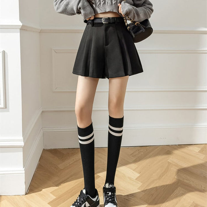 【bottoms】ハイウエストキュロットパンツ　M27765