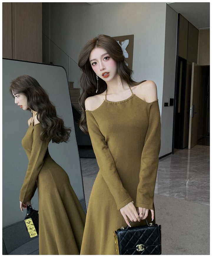 【dress】オフショルダーニットワンピース　M18760