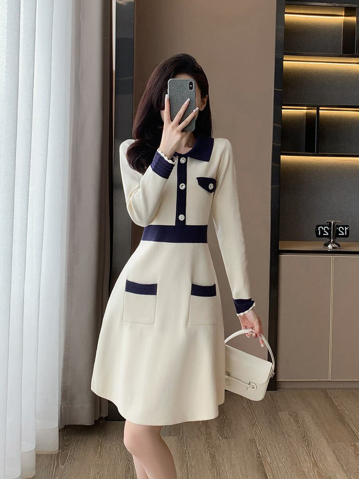 【dress】気質溢れる エレガントニットワンピース　M17475