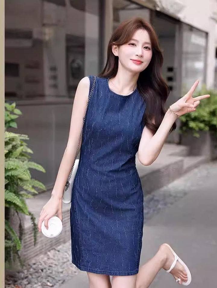 【dress】デニムベストワンピース Q8418