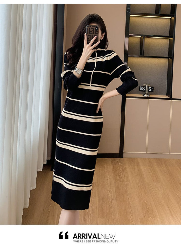 【dress】ボーダー柄ニットワンピース　M17600