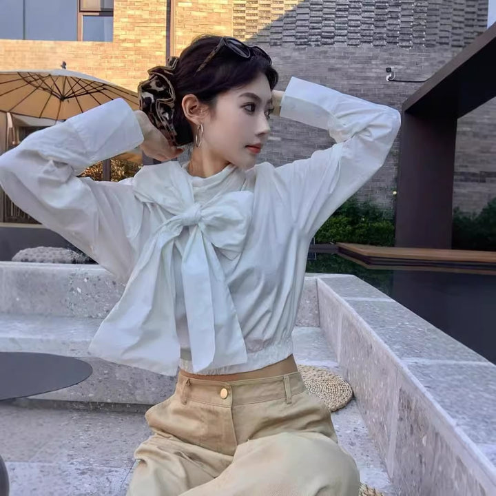 【tops】リボン付きシャツトップス　M26517