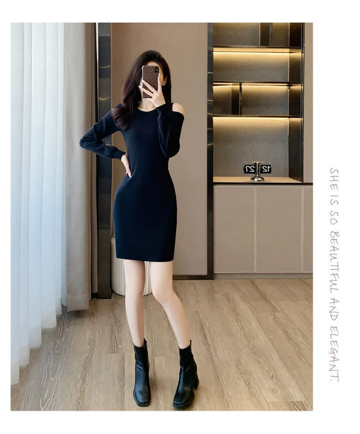 【dress】オフショルダーニットワンピース　M18266
