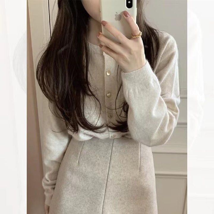 【outer】クルーネックニットカーデ　M19127