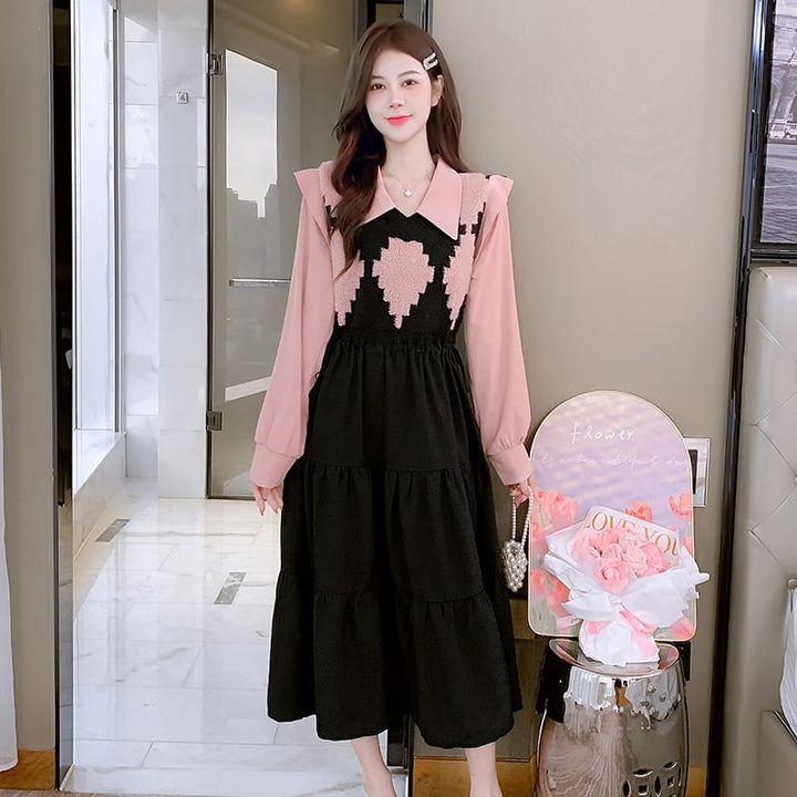 【dress】目立つ！エレガント切り替えワンピース　M17645