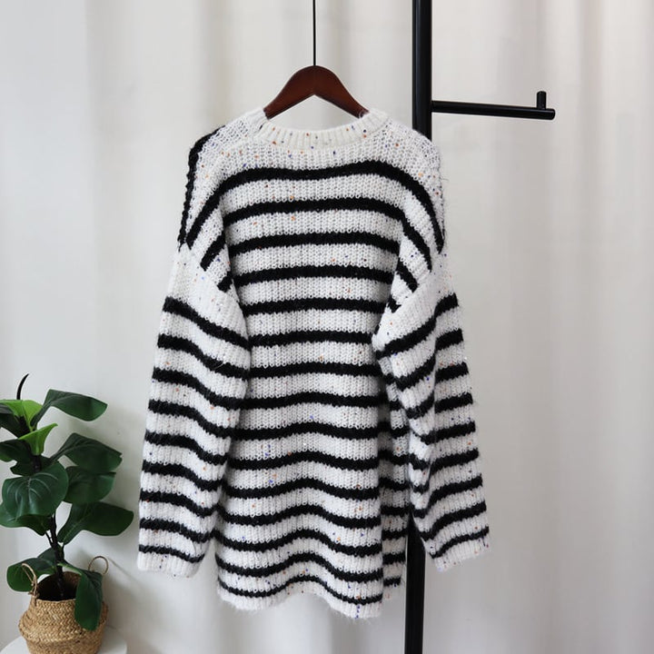 【tops】ボーダー柄ニットセーター　M27014