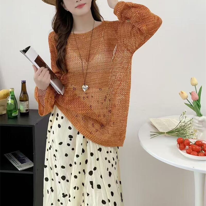 【tops】透け感オープンバックニットトップス Q8237
