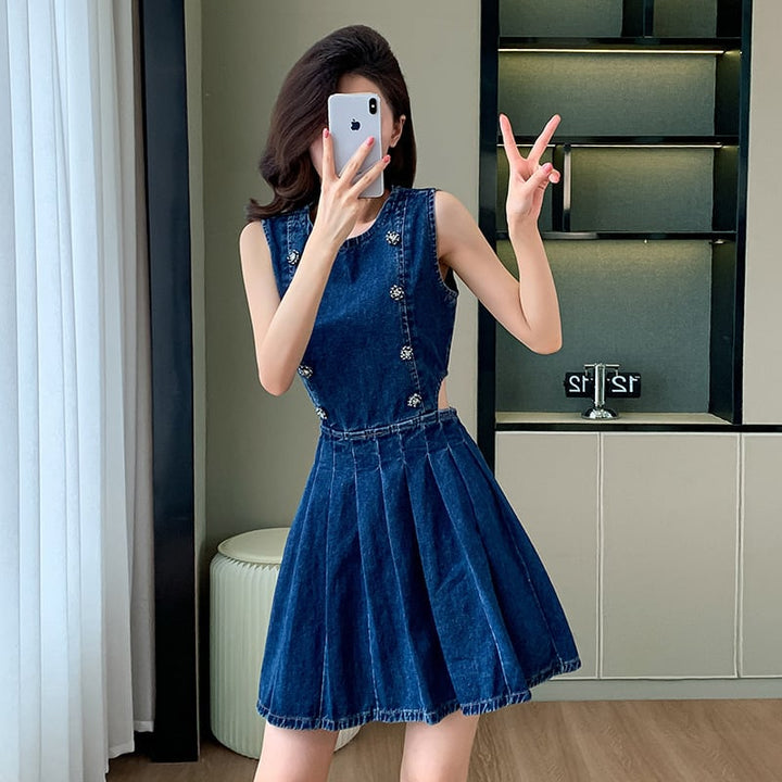 【dress】ノースリーブデニムワンピース　M24160