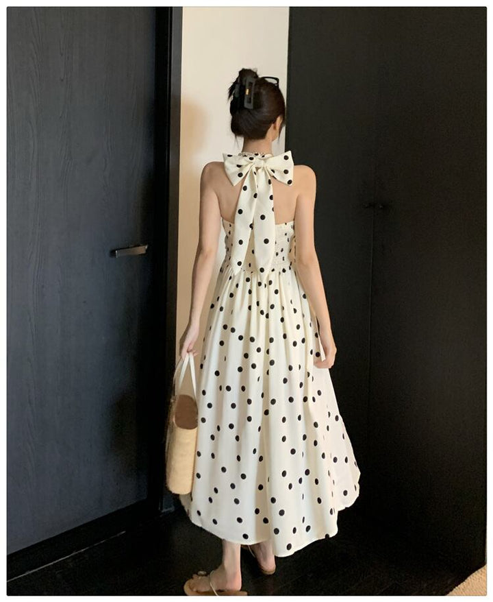 【dress】バックリボンドット柄ワンピース　M24012
