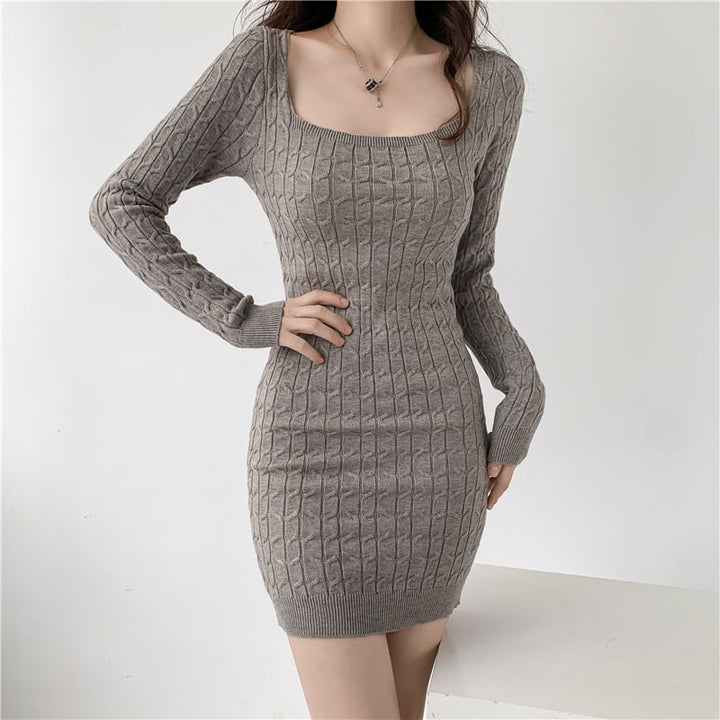 【dress】無地ニットワンピース　M18023