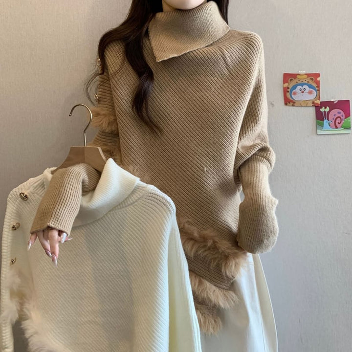 【tops】ファードッキングニットトップス Q7179