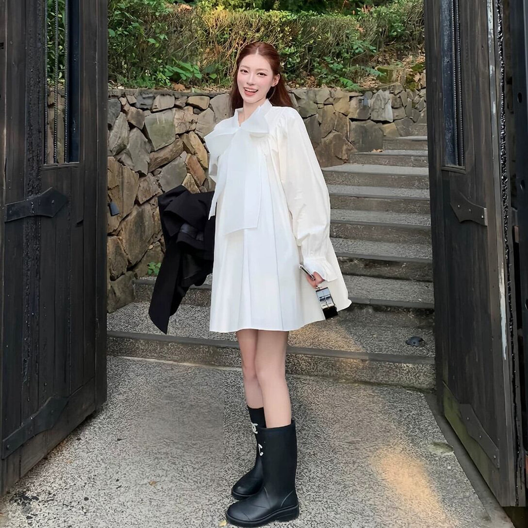 【dress】ビッグリボンシャツワンピース　N3412