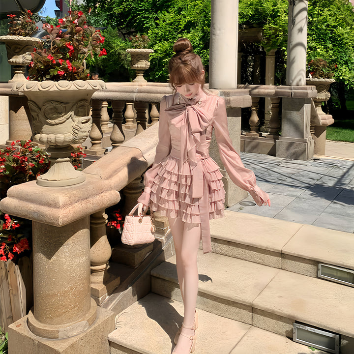 【dress】ビッグリボンティアードミニワンピース　N3326
