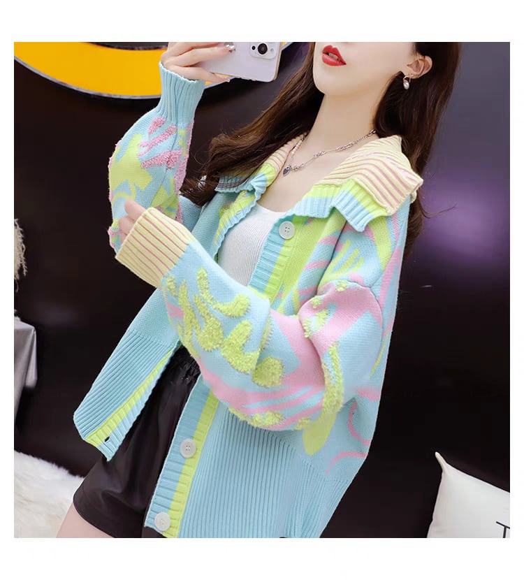 【outer】絶対欲しいスウィート配色カーディガン　M17544