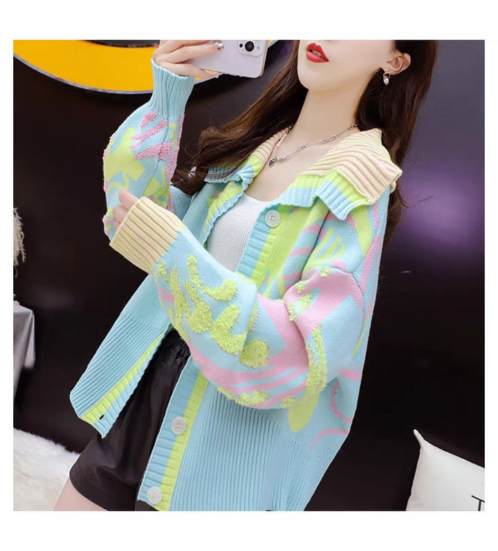 【outer】絶対欲しいスウィート配色カーディガン　M17544