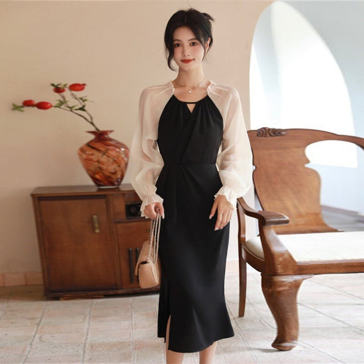 【dress】おしゃれ大人気切り替えデートワンピース着瘦せ　M17082
