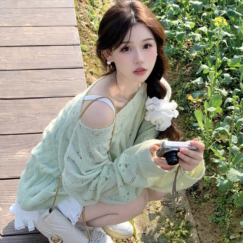 【tops】透かしニットトップス Q8309