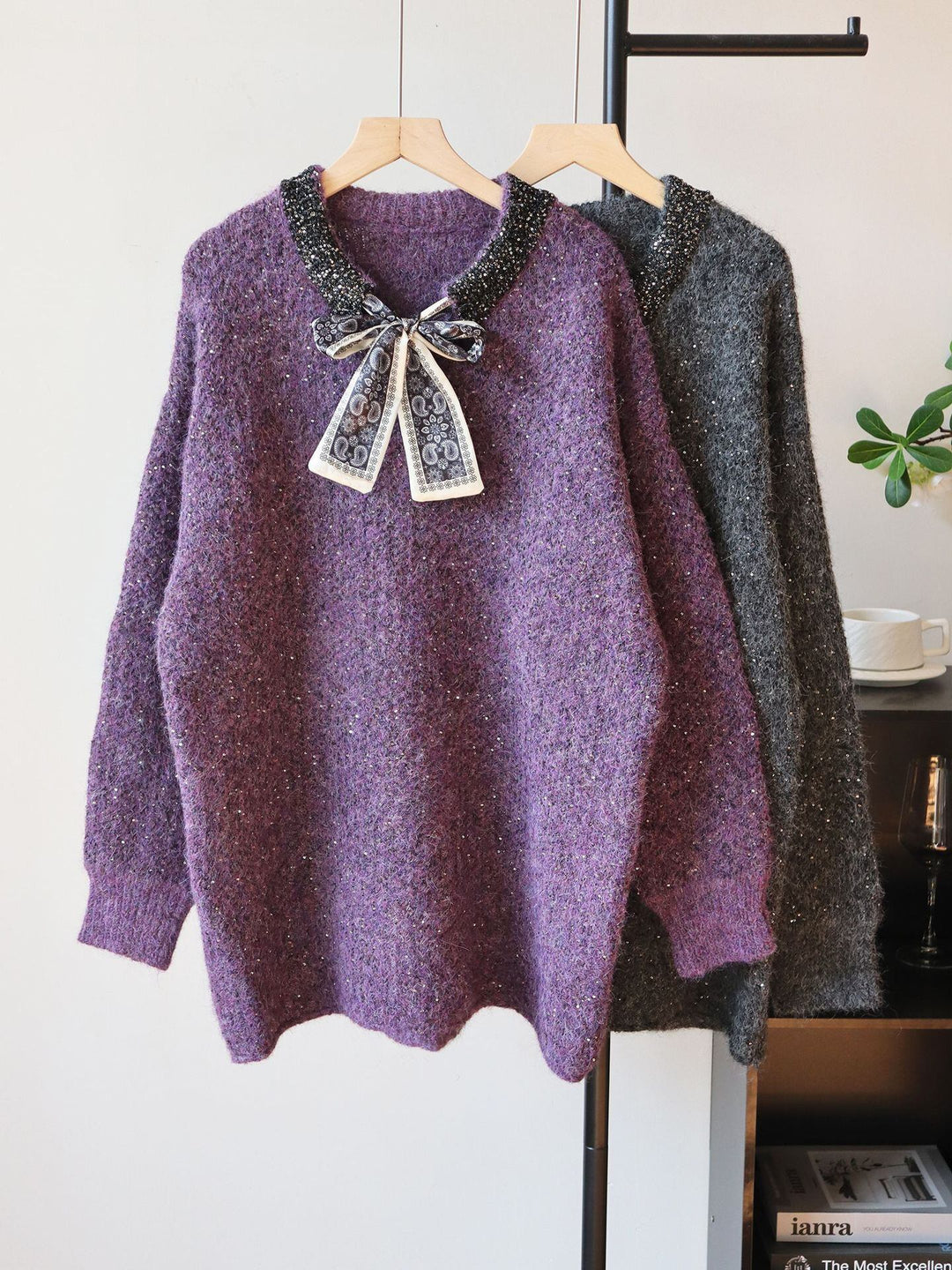 【tops】スパンコール付きニットトップス Q7919