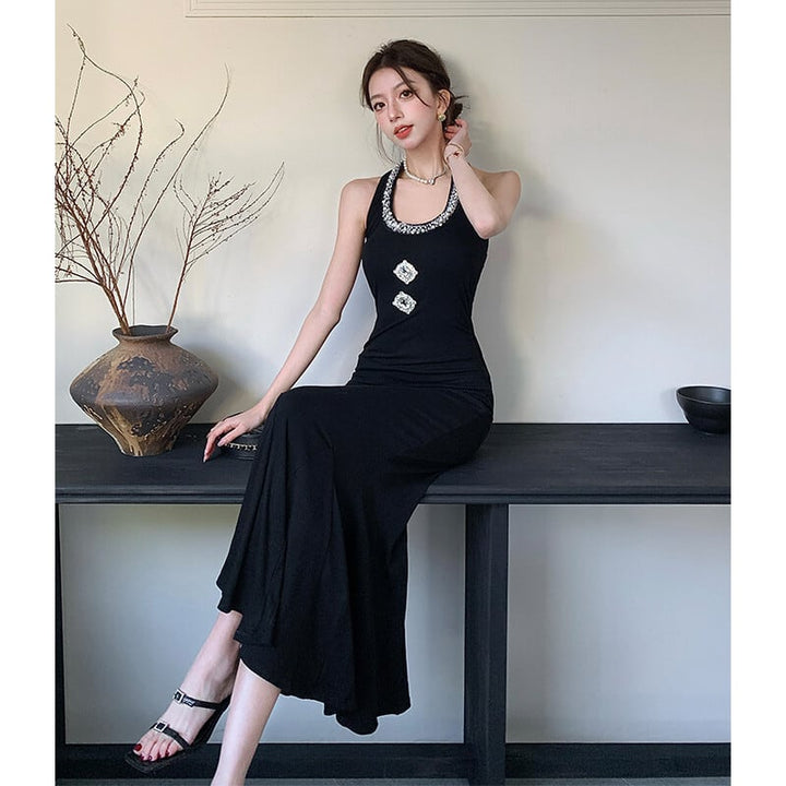 【dress】ビジューホルターネックワンピース　M29726